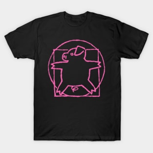 vitruvian pig - pink T-Shirt